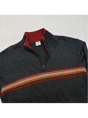 Men's Columbia XCO Gray Striped Zip Up 1/4 Zip Sweater XXL Wool Blend